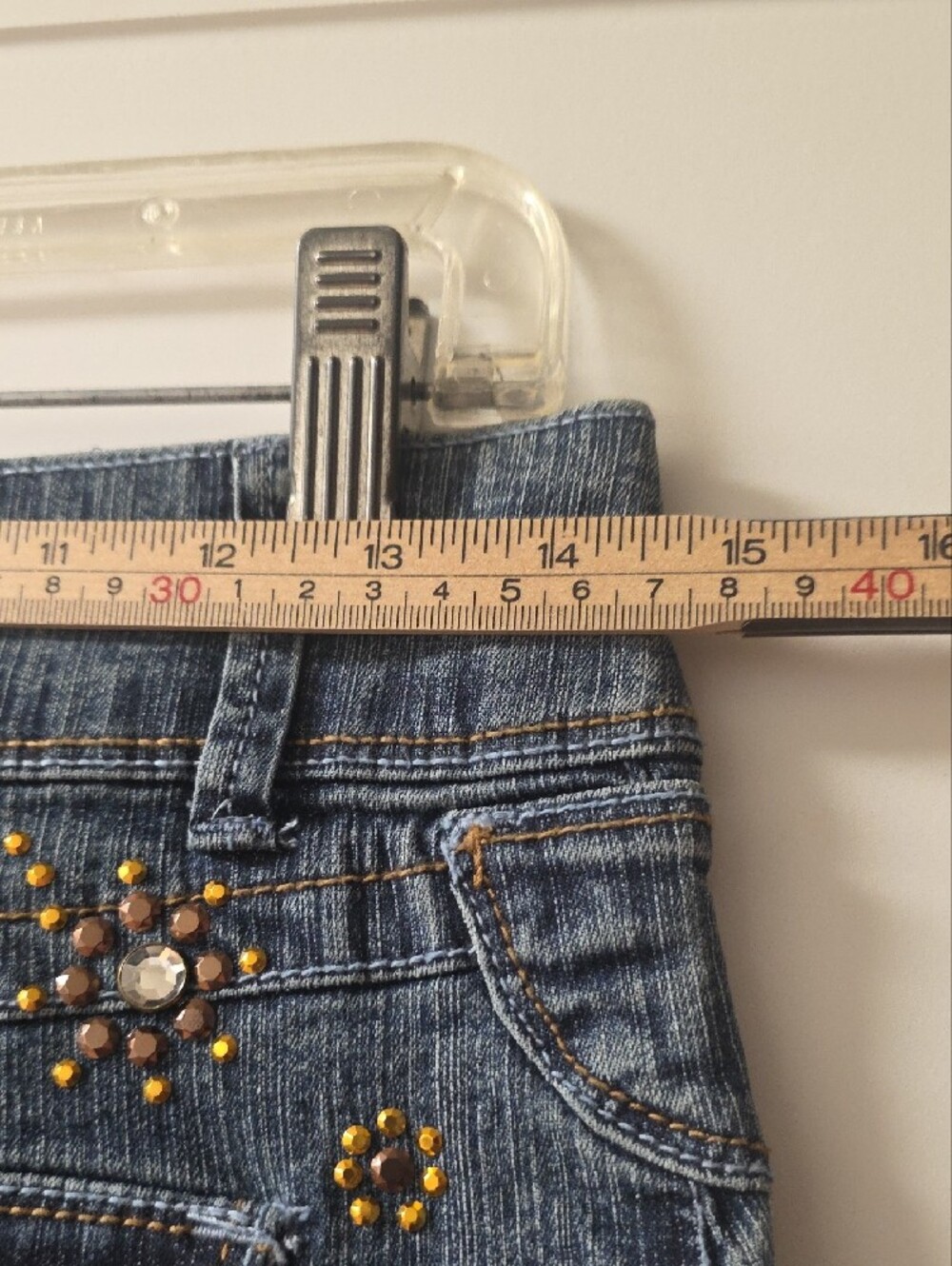 Rewind Blue Denim Flare Skirt with Stud Detail Size 5 - Picture 8 of 11